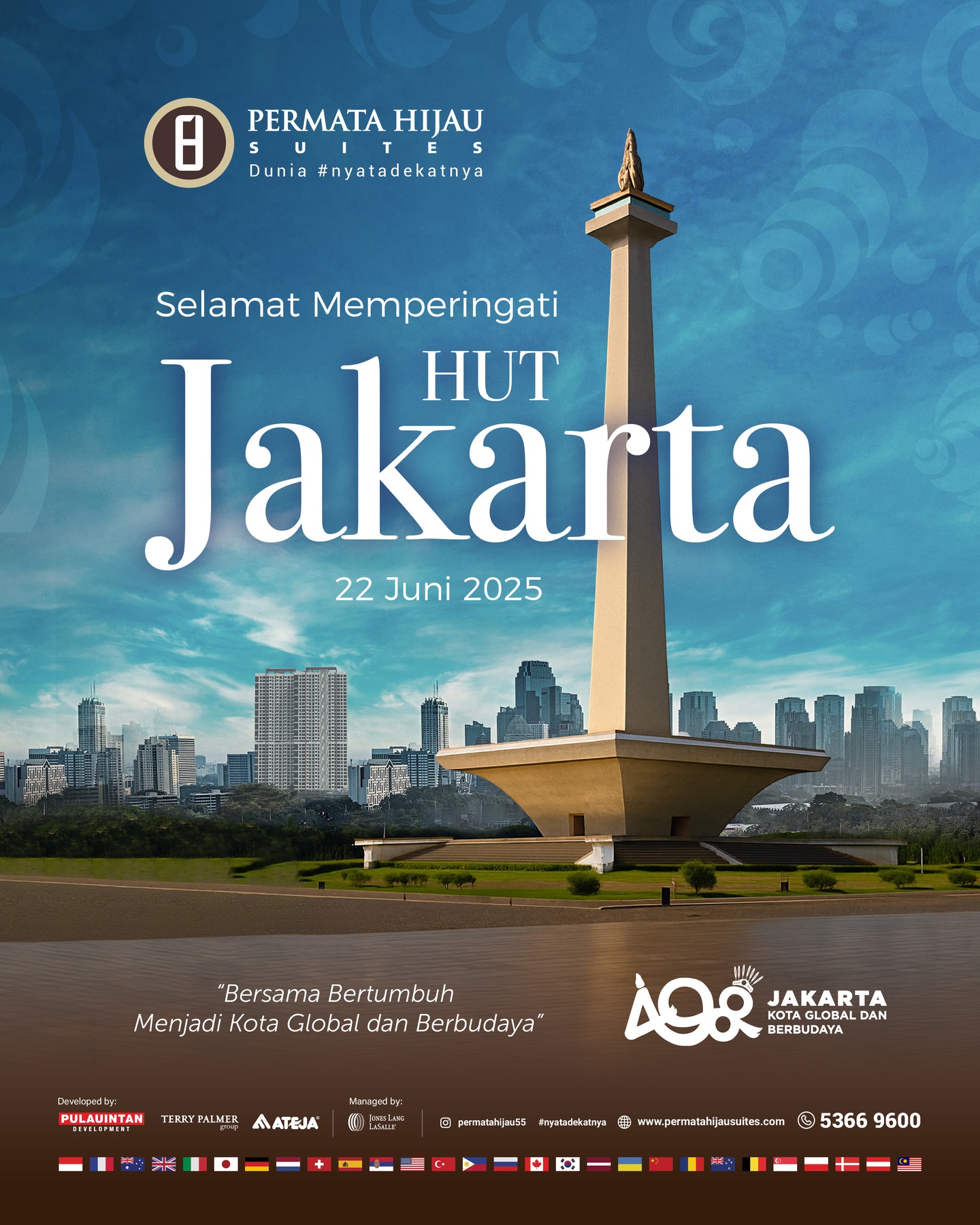 Mari terus melangkah bersama bertumbuh menjadi kota global dan Berbudaya.
Salam hangat dari kami di Permata Hijau Suites - Hunian Eksklusif di JAKARTA AJA #NYATADEKATNYA. ✨
✨
—-
#millennials #proffesional #executive #enterpreneur #expats #diaspora #diplomat #investor #athlete #businessman #businesswoman #permatahijausuites #nyatadekatnya #epicsentrumofgrowth #potongkompas
#posisimuprestasimu #BiayaOTW
#apartmentjakartaselatan #apartmentjakarta #hutjakarta498