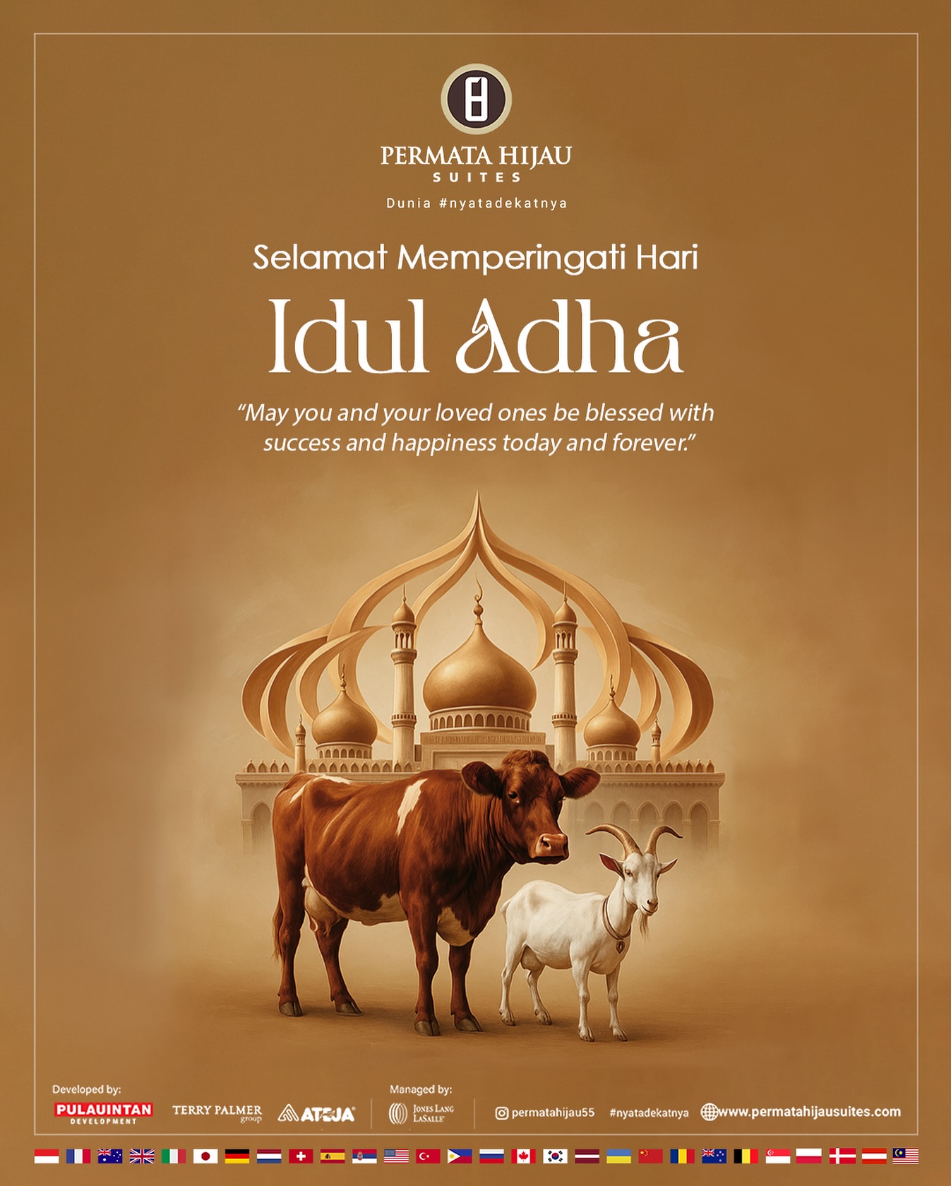 Momen Idul Adha mengingatkan kita tentang nilai pengorbanan dan keikhlasan.🙏🏻
Semoga kita semua dapat saling memberikan kebahagiaan dan kasih sayang kepada sesama.
Management Permata Hijau Suites mengucapkan,
Selamat Hari Raya Idul Adha ditahun 2025✨🐐
#millennials #proffesional #executive #enterpreneur #expats #diaspora #diplomat #investor #athlete #businessman #businesswoman #permatahijausuites #nyatadekatnya #epicsentrumofgrowth #potongkompas
#posisimuprestasimu #BiayaOTW
#apartmentjakartaselatan #apartmentjakarta