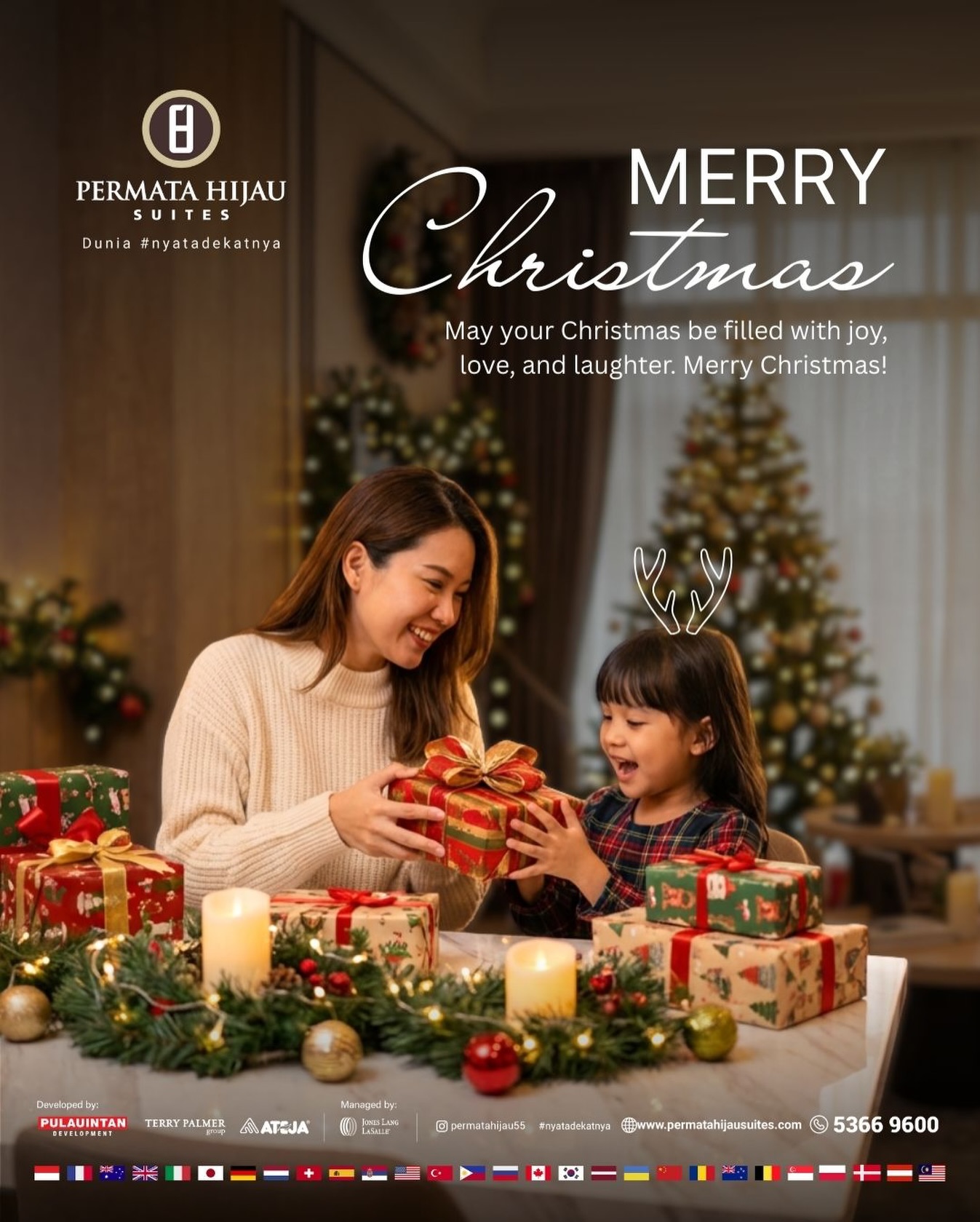 Manajemen Permata Hijau Suites mengucapkan Selamat Hari Natal 25 Desember 2025.

Semoga damai, kasih, dan sukacita Natal
menghiasi setiap sudut hunian dan hati Anda.
Kiranya Natal ini membawa ketenangan, harapan baru, serta kebahagiaan bersama orang-orang terkasih.

Cc: @joewono.w @ivonne_suwandi @aptpermatahijausuites 

Salam hangat,
Manajemen Permata Hijau Suites
#merrychristmas #permatahijausuites #natal2025❤️