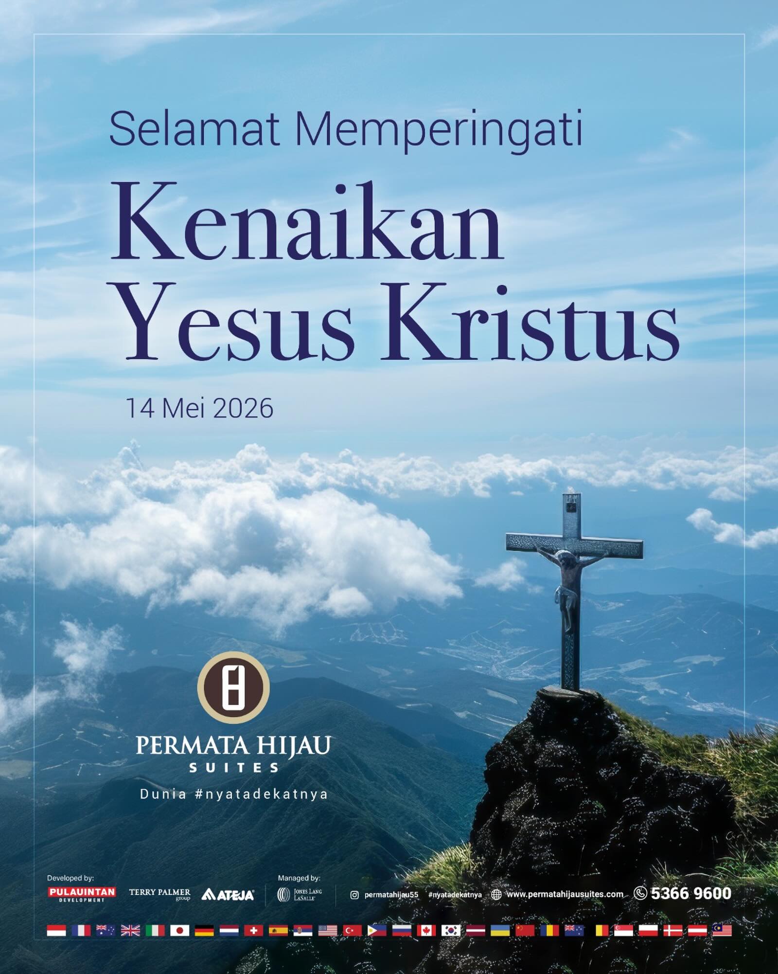 Dengan penuh sukacita, kami keluarga Permata Hijau Suites mengucapkan Selamat Memperingati Hari Kenaikan Yesus Kristus.
Kiranya damai, pengharapan, dan kasih senantiasa menyertai kita semua 🙏🏻
#permatahijausuites #nyatadekatnya #kenaikanyesuskristus