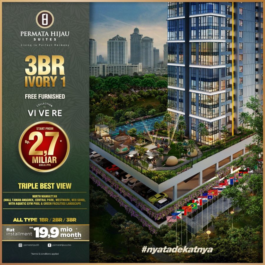 3BR Ivory 1, Free Furnished by Vivere, start from Rp2,7 Miliar excld.PPN*